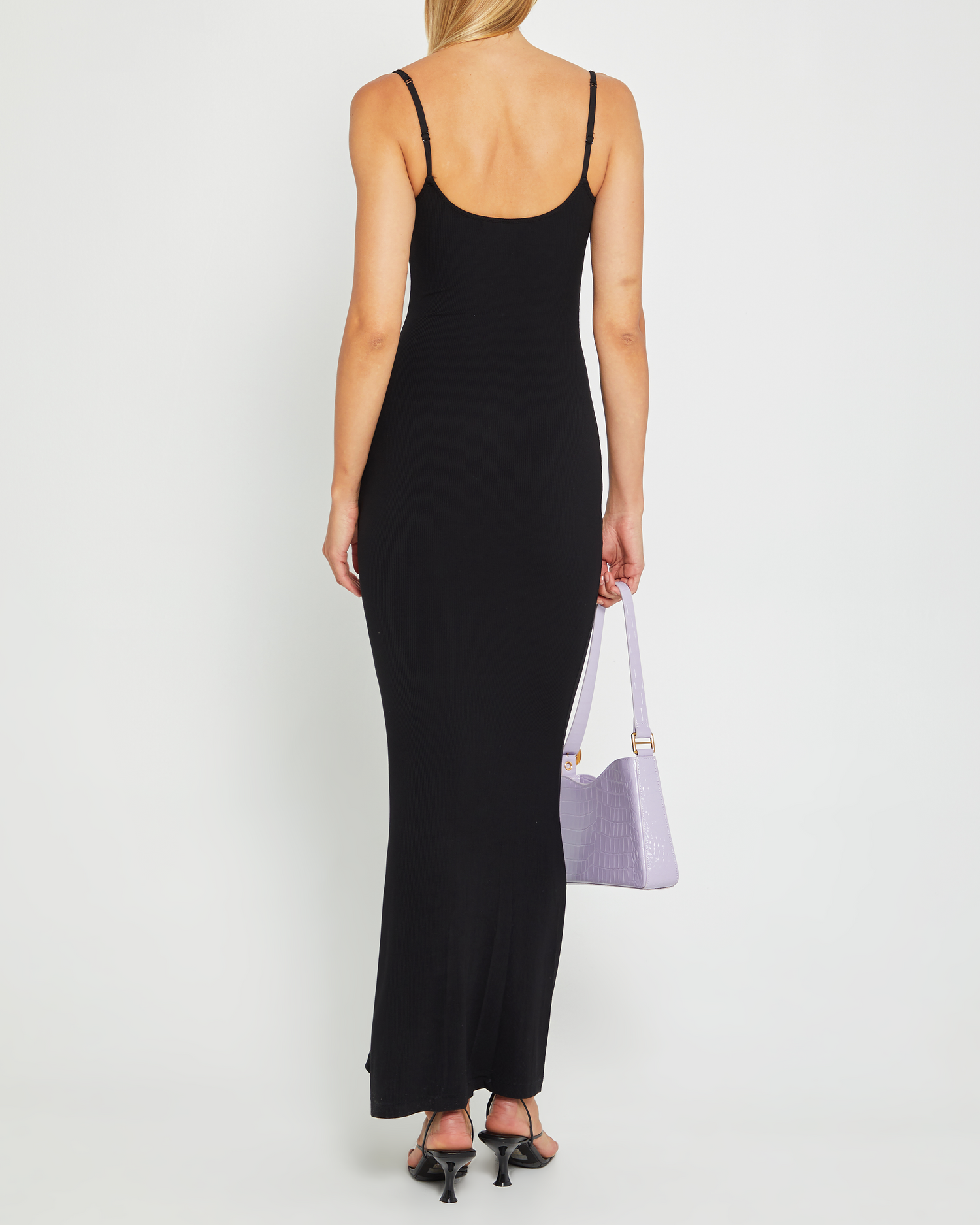 Skims Soft Lounge Ribbed Stretch-modal Slip Dress in Black