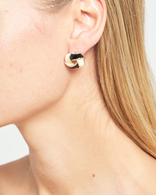 Geometric Two-Tone Enamel Earrings