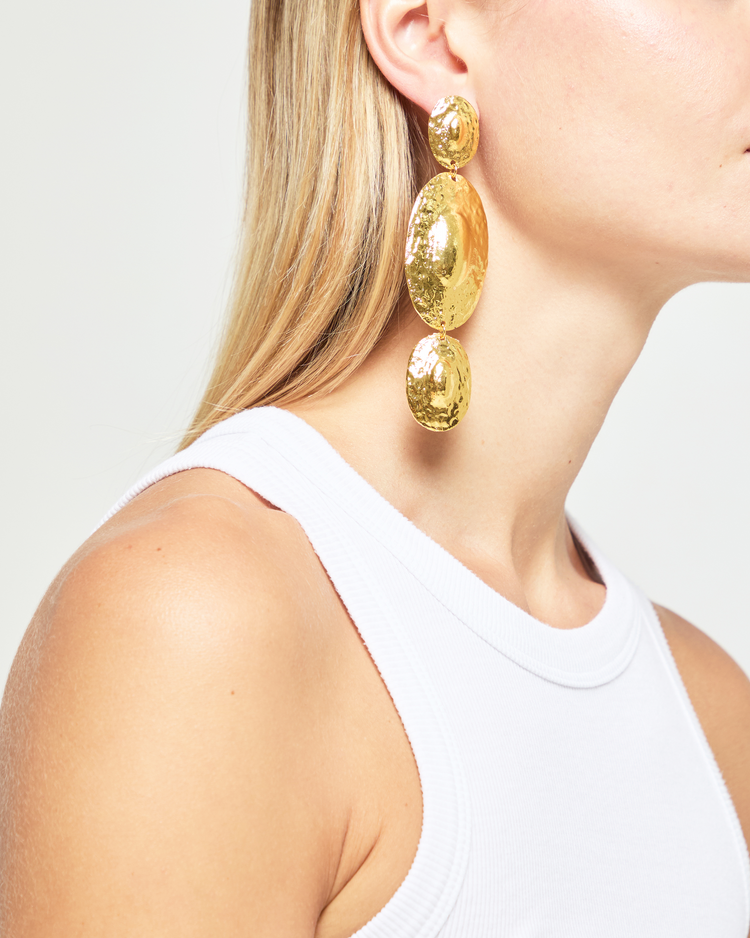 Textured Oval Drop Earrings