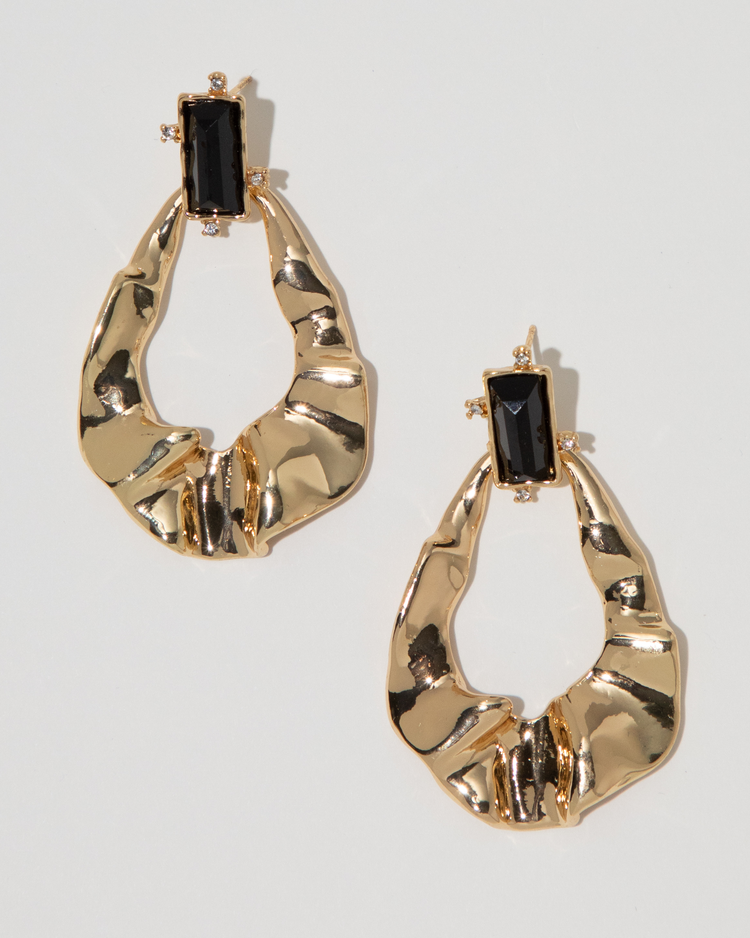 Textured Drop Hoop Earrings