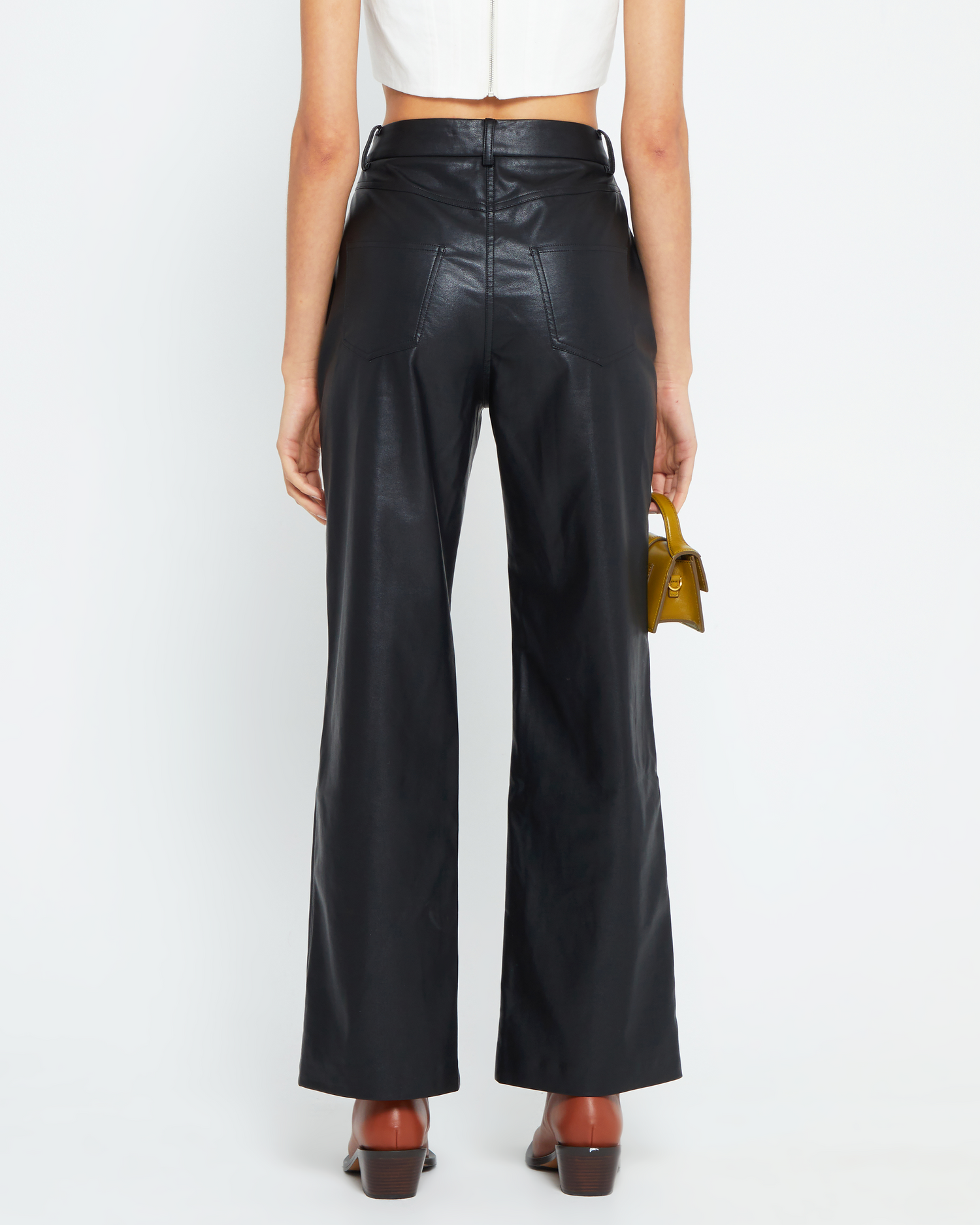 Small item Miss Moda Luxe BASICS Black Split Hem Faux Leather